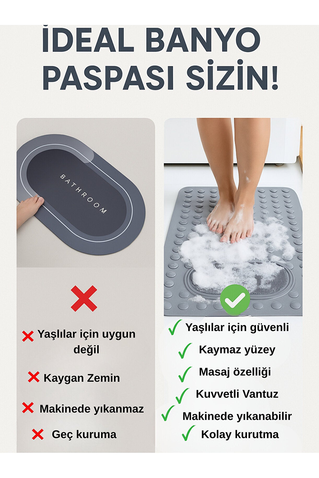 MaxiFresh KonforAdım Vantuzlu Kaydırmaz Paspas