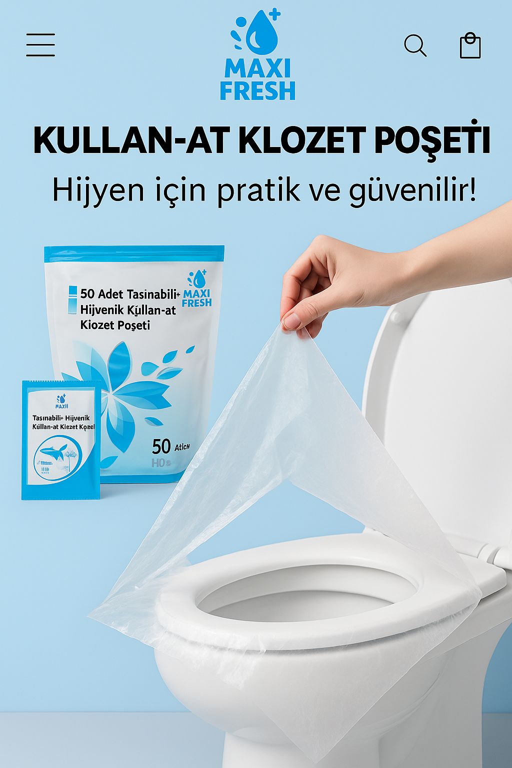 Kullan-at Klozet Poşeti 50 Adet Taşınabilir